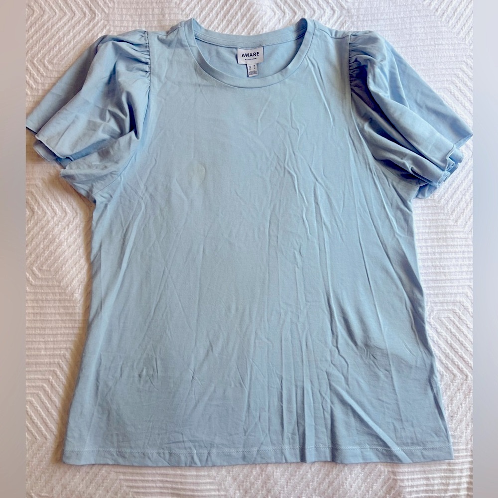 Vero Moda - Aware - flutter sleeve 100% cotton shirt - medium - blue